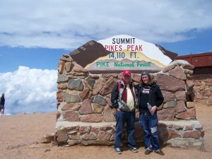 At the top of Pikes Peak which is the mountain we see from anywhere in Colorado Springs