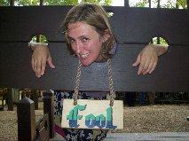 Emma in stocks at the Maryland Renaissance Festival