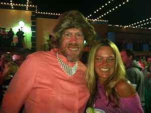 This is the radio host Scoty from http://rock107mb.com, who were hosting the event. He is dressed as 'Prancercise' inventor Joanna Rohrback (love her) - http://www.youtube.com/watch?v=o-50GjySwew