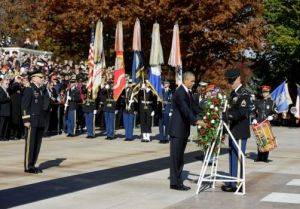 Obama lays a wreath at Arlington Cemetery