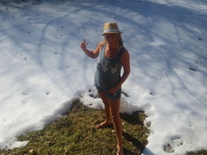 Daisy Dukes and flip-flops in February in the snow!